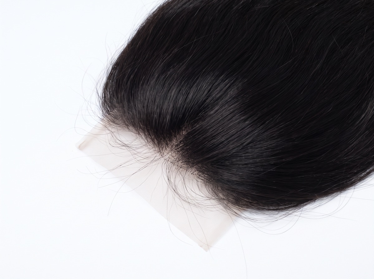 Lace Frontal HD 13x4, macro sur la tulle et l'implantation naturelle